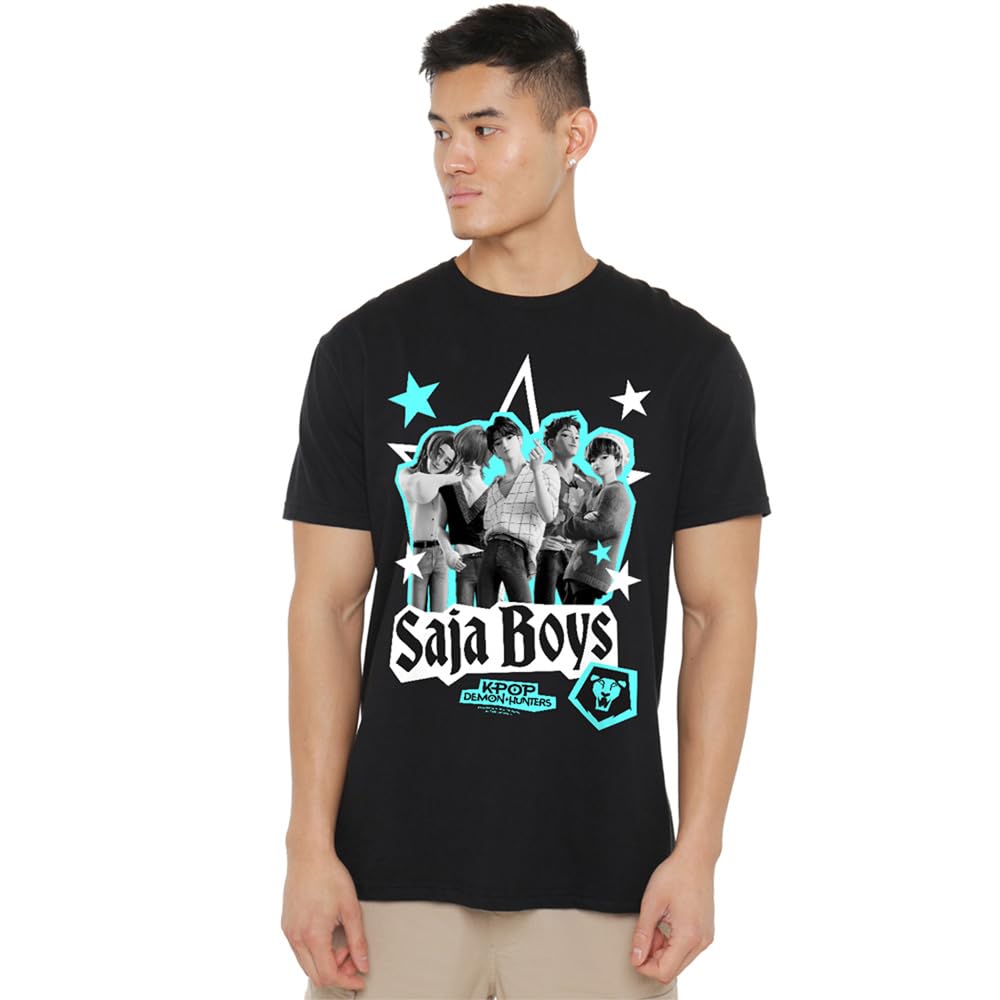 Kpop Demon Hunters Saja Boys Scrapbook Stars Unisex T Shirt, Black, XXXX-Large