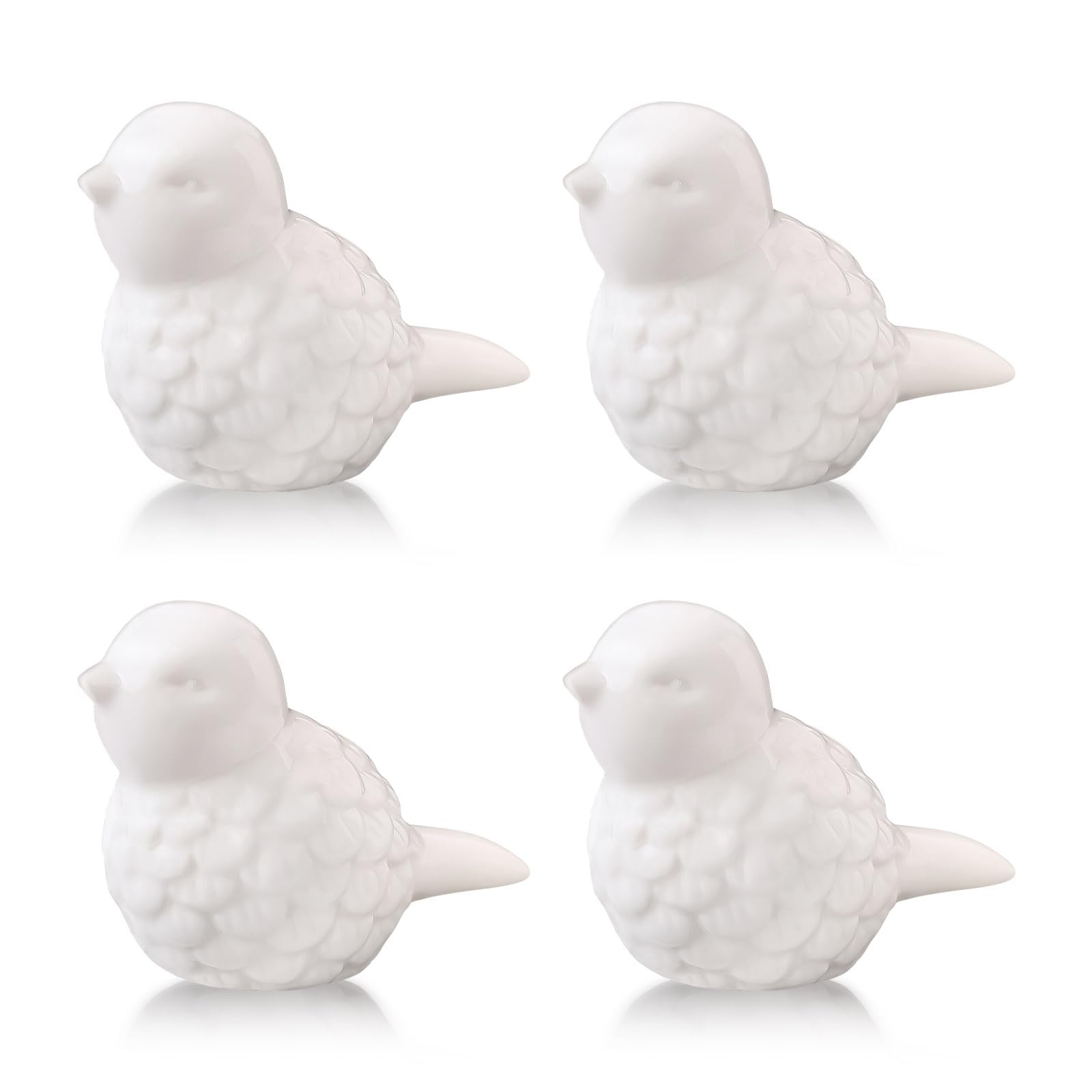 Yctenophore 4 Pack Bird Toilet Bolt Covers Decorative, Porcelain Toilet Bolt Caps, Screw Cover Caps for Bottom Bathroom Decor Accessory, Easy to Install (White) (White)