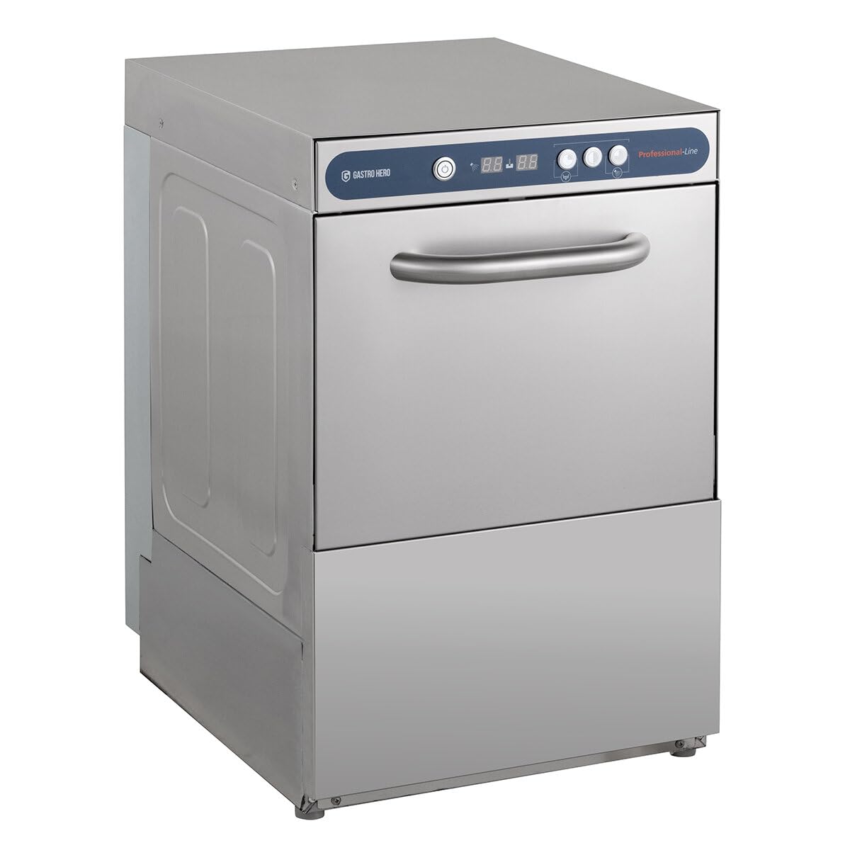 GastroHero Gläserspülmaschine, 40x40 cm, 230 V, Edelstahl PROFI-GLSM40SL | 30 Körbe/Stunde, mit Ablaufpumpe, Reiniger- & Klarspüldosierer, Made in Europe, 270 mm Einschubhöhe, 3 variable Spülprogramme