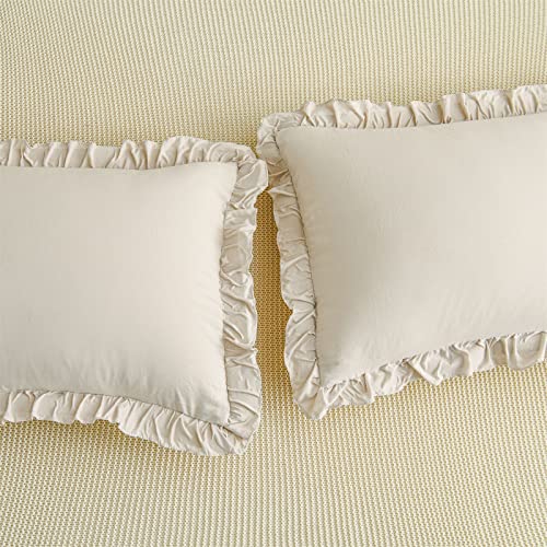 Herside Beige Pillow Shams 2 Pack Light Grey Ruffle Pillowcases Shabby Chic Ruffle Lace Design Soft Microfiber Boho Pillow Cover(Beige,50x75 cm) - Cosy Home Interiors Herside Beige Pillow Shams 2 Pack Light Grey Ruffle Pillowcases Shabby Chic Ruffle Lace Design Soft Microfiber Boho Pillow Cover(Beige,50x75 cm) - Image 3
