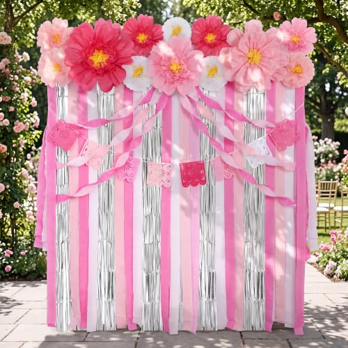 Image of Taobary 28 Pcs Mexican Paper Flower Party Decoration, Pink, Stylish