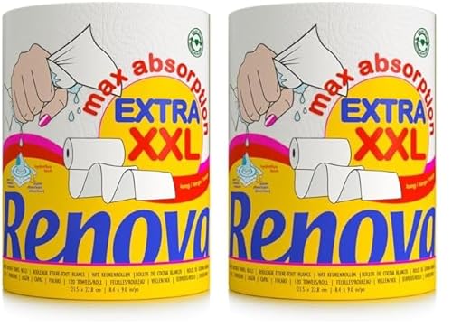 Renova MAX ABSORPTION EXTRA XXL Paper Towel 1 roll, 200058150, White, Large (Packung mit 2)