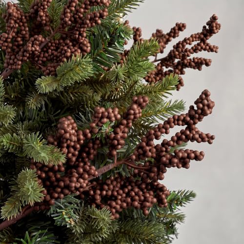 Yinder 6 Pcs Brown Berry Stems Branches 16 Inch Artificial Berry Picks for Christmas Tree Decorations Faux Holly Berries for Xams Winter Holiday DIY Crafts Decorations Floral Arrangements
