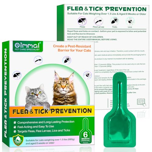 Ver-mi-fu-ge Topique en Gouttes pour Chats 6Pcs, Ver-mif-UG-e Spot on pour Chats, Prévention des Puces Et des Tiques, Formule Naturelle Forte, Protection Contre Les...