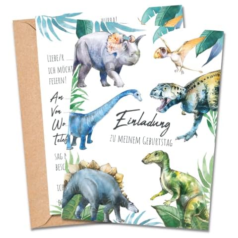 MeinBaby123 Dinosaur Birthday Invitation Cards Cover