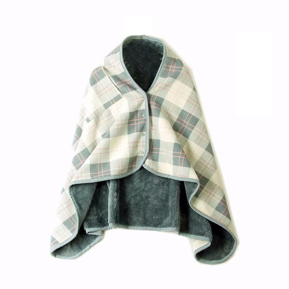 Fleece Wearable Blanket Flannel Plaid Ponchos Shawl Soft Plush Winter Warm Throw Buttons Cape Tippet Double Layer Lap Comfy Wraps (UK, Alpha, One Size, Regular, Regular, 100 * 140cm, Rosa blau)