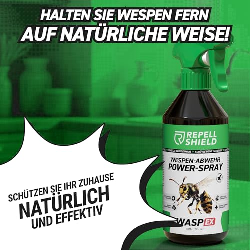 RepellShield® Natürliches Wespenspray mit Geraniol -250ml - Präzise Vertreibung durch Insektenspray als Wespen Abwehr - Zitrusduft