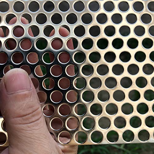 FengYoo Tôle perforée | Tôle perforée en acier inoxydable Trou de 8 mm, épaisseur 1.1 mm- 600 mm x 300 mm - Tôles perforées en métal | Grille inox |...