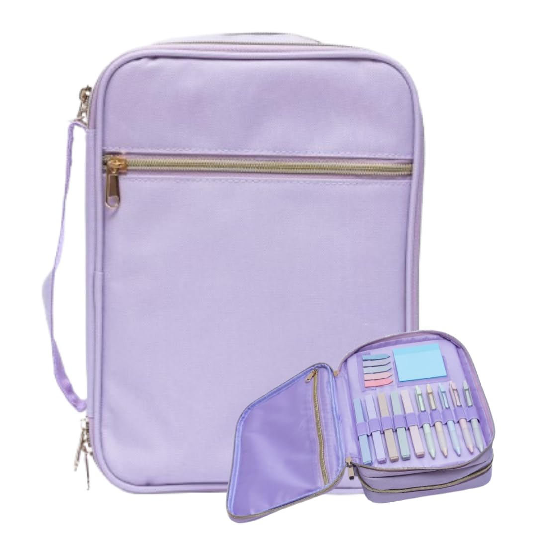 Premium Bible & Book Carrying Case with Journaling Accessories - Convenient for Men, Women, Teens, and Kids (Lavender)
