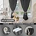 Jilron Magic Tape Stick on Curtains Blackout Curtains for Bedroom no Drillng Self Adhesive Curtain no Rod Small Window (Black, 35