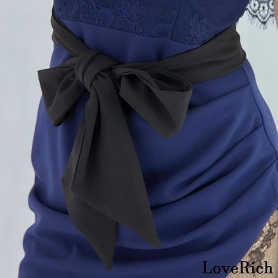 新品　Love Rich オフショルレースリボンミニドレス　ネイビー　Ｓサイズ Amazon.co.jp: [LoveRich] ラブリッチ オフショル レース フリル