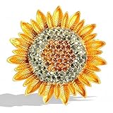 Sunflower brooch pins for women color crystal rhinestones retro handmade elegant sun flower brooches pins