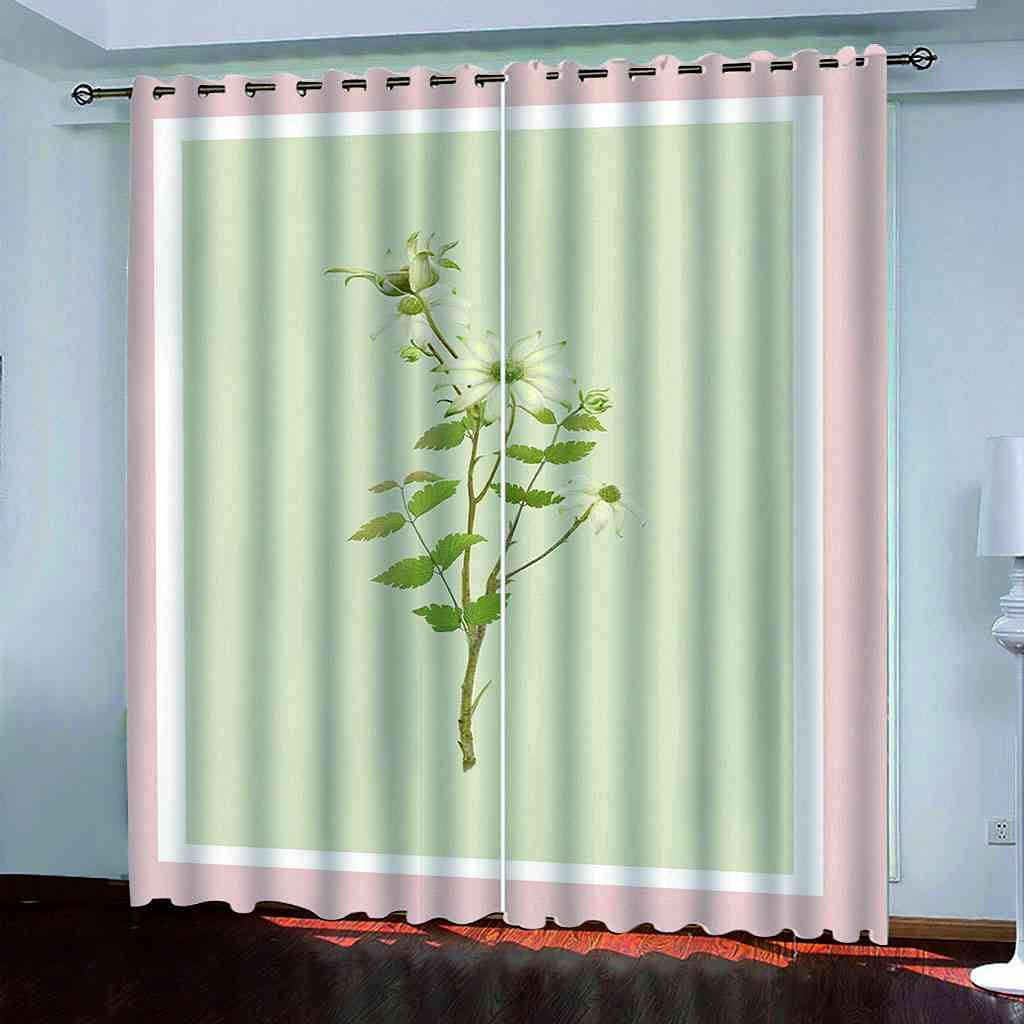 Rideaux occultants 3D chrysanthème blanc 200x214 cm pour isolation thermique de salon