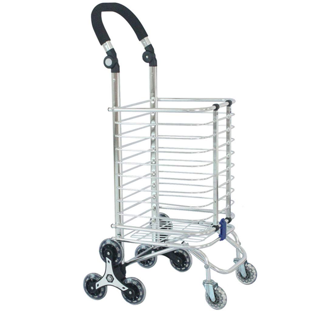 ALUS- Portable Folding Shopping Cart, Grocery Shopping Trailer, Aluminum Alloy Trolley, Climbing Stairs, Old Vegetable Basket