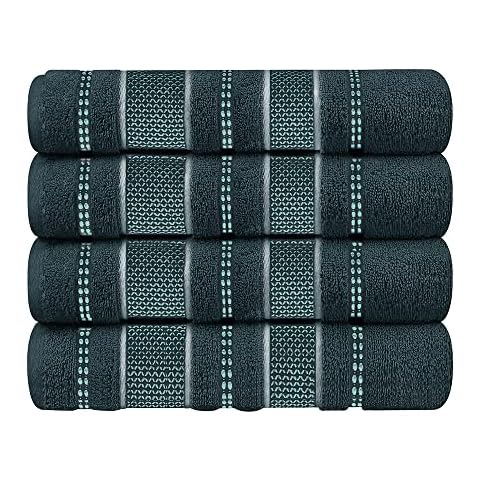 Ashley Mills Bath Towels Set of 4 Embroidered - Super Soft Cotton Towels for Bathroom | Quick Dry Bathroom Towels, Highly Absorbent Spa Hotel Towels for Bathroom | Bath Towels 27x54 - Teal Cover