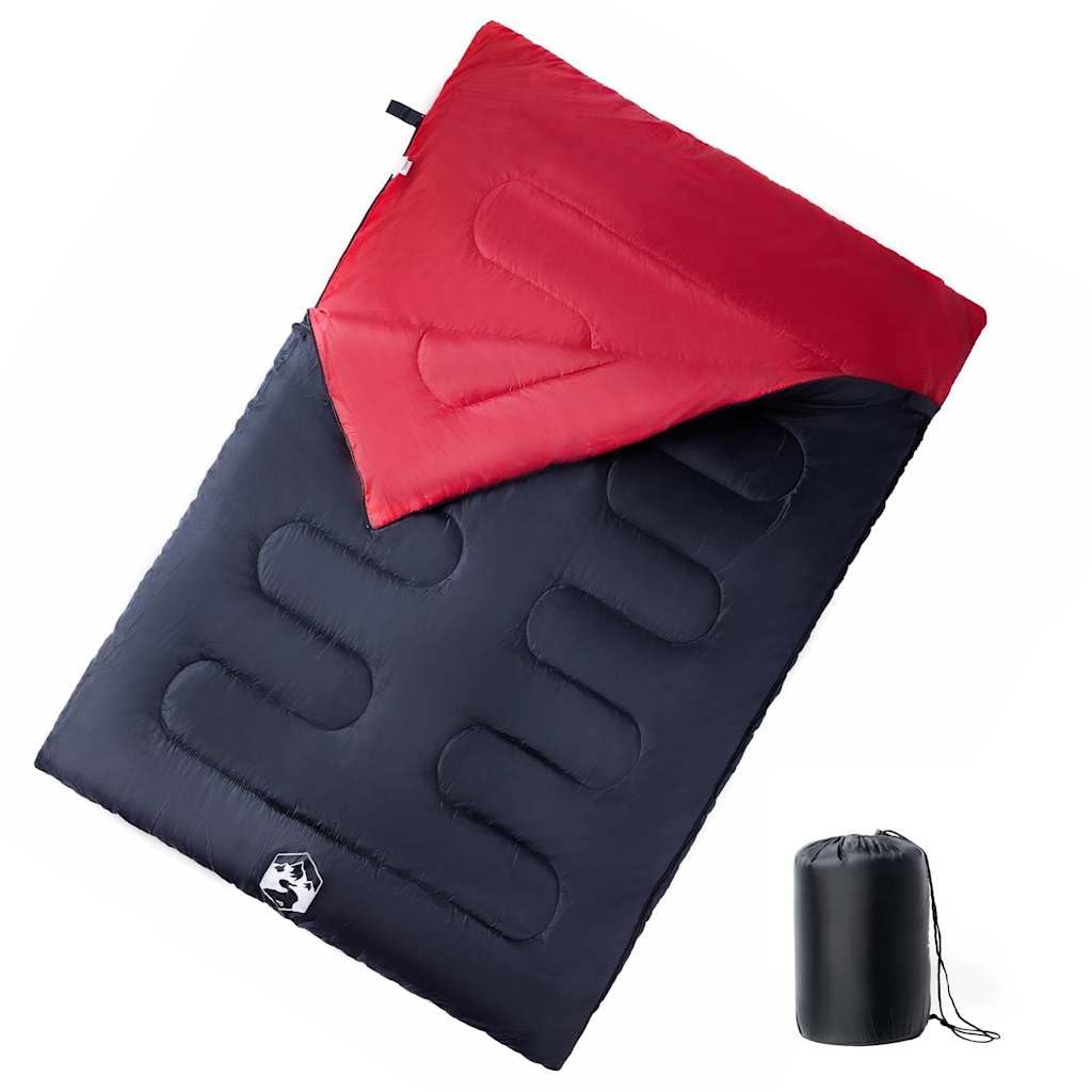 Doppelschlafsack mit Kissen für Erwachsene, 220 x 150 cm, 3-4 Jahreszeiten, wasserdicht, mit Reißverschluss, Aufhängeschlaufe, Kompressionspacksack, ideal für Camping, Trekking
