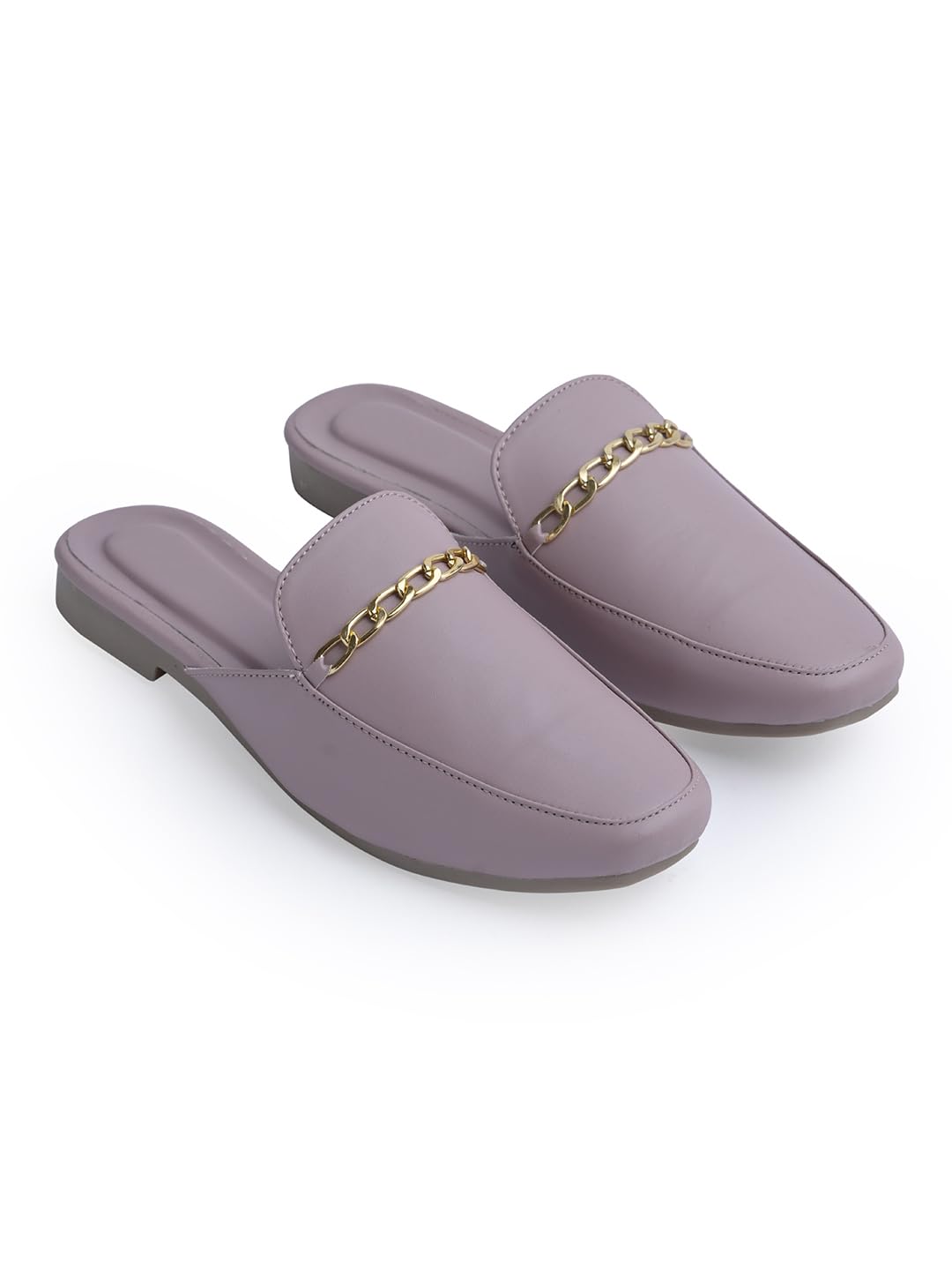 Froh Feet Elegant Chain-Embellished Slip-On Mules for Women Comfortable Lightweight and Cushion Footbed for Casual Office & Party.-image-30
