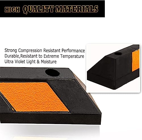 VaygWay Premium Quality Large Heavy Duty Rubber Parking Curb- 72” Stopper w/Yellow Reflective Tape Car Garage Wheel Stopper Curb- Professional Grade Parking Stopper for Driveway, Car, Truck, Trailer - Thumbnail 3