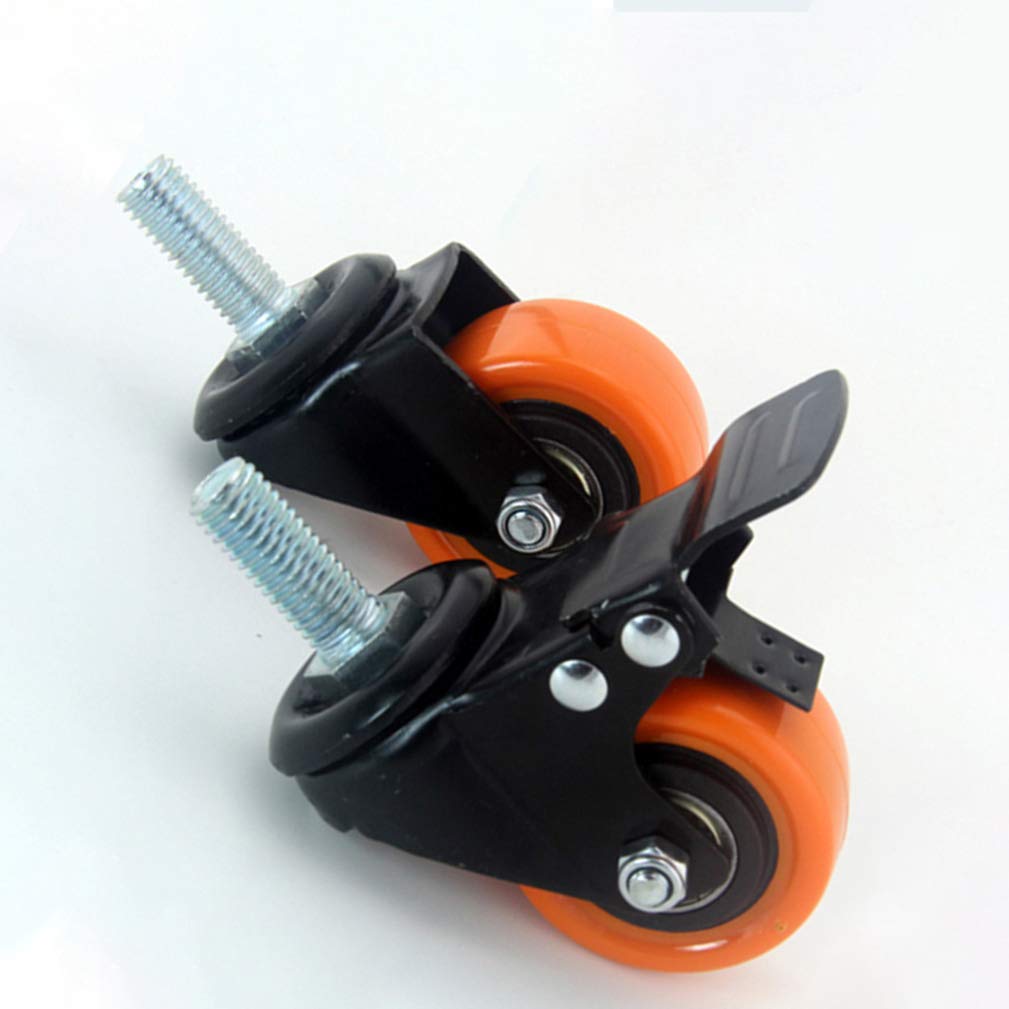 Roulettes de meuble en polyuréthane avec frein de 1,5/2 po (lot de 4), for tiges filetées M8/M10, capacité de charge 120 kg(50mm M10 4 With Brake)
