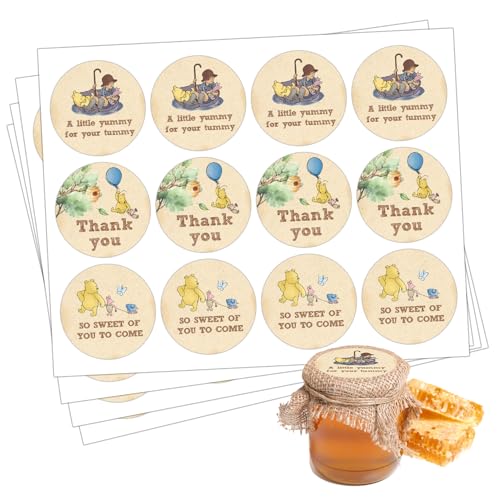 Winnie Lot de 72 décorations de fête prénatale et d'anniversaire avec autocollants Winnie