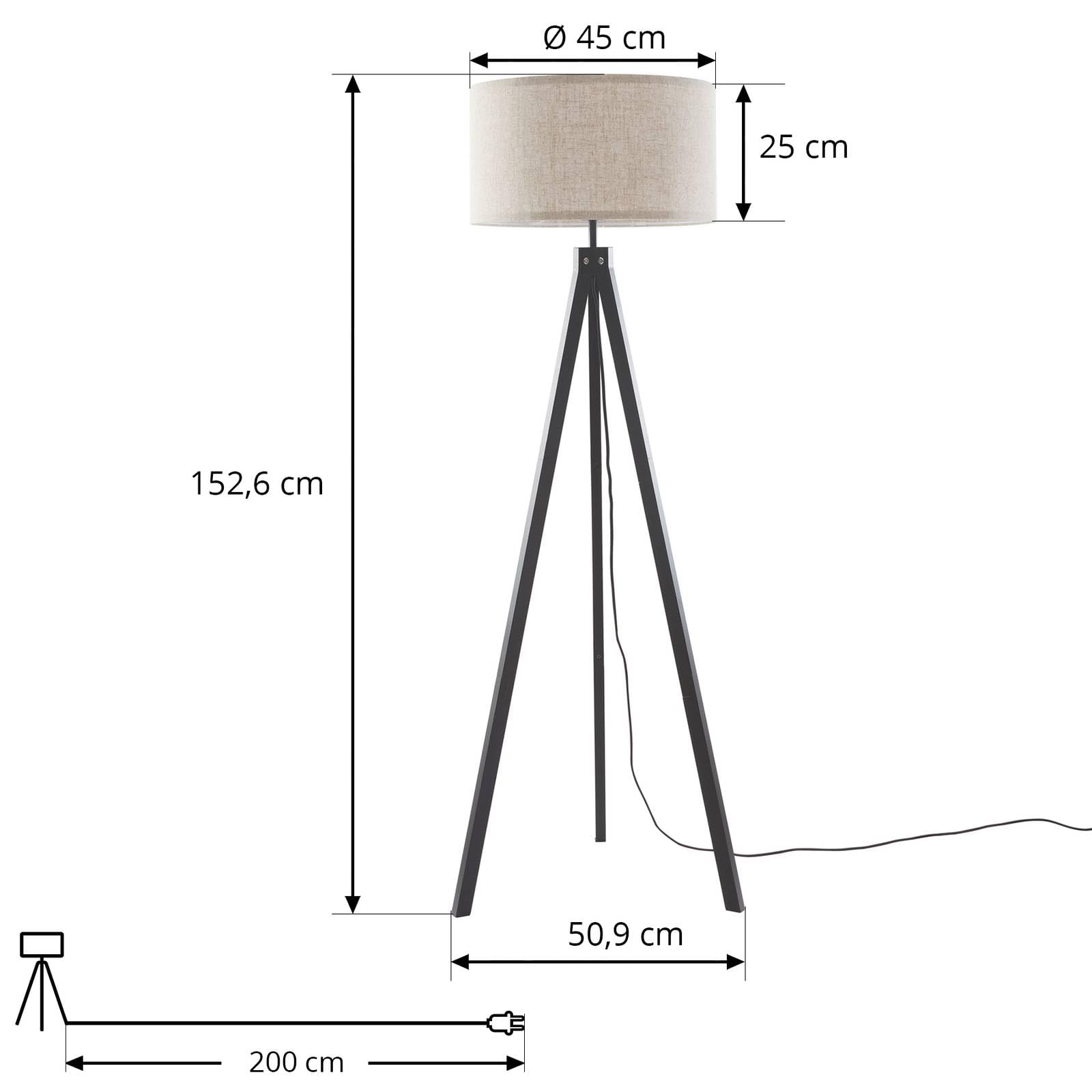 Lindby Lampada da terra (Scandinavo) colore Bianco, in Tessuto ad es. Soggiorno & Sala pranzo lampada tessuto