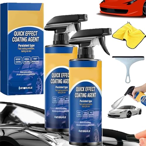 Neslemy Car Coating Spray,Quick Effect Coating Agent For Cars For Shine And Protection,3 In 1 High Protection Quicks Cars Coatings Spray,Easy To Use And Clean,Waterless Wash (2PCS)