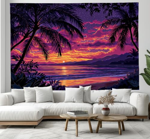 Tapiz de pared de atardecer tropical para llenar tu sala de estar de paz y calidez costera