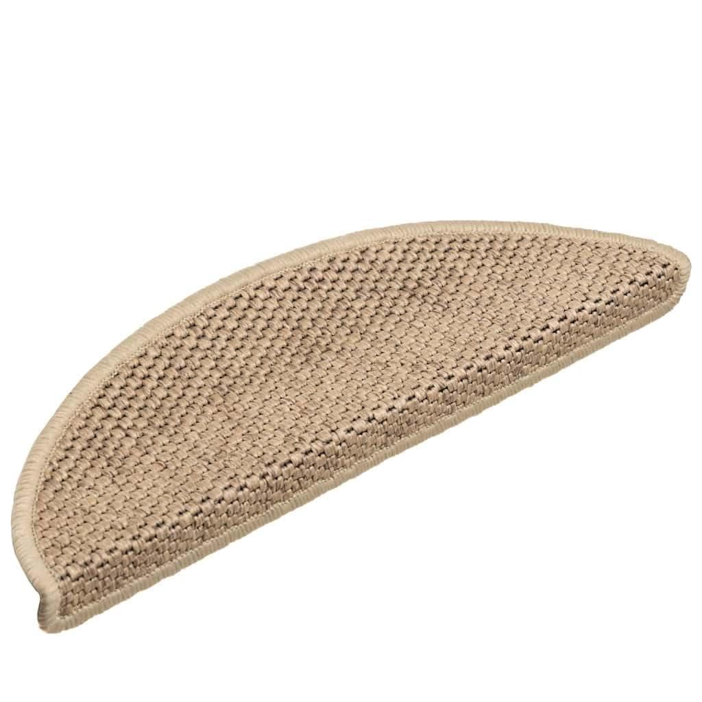Samoprzylepne maty na schody o wyglądzie sizalu, piaskowe, 56 x 17 x 3 cm, zestaw 15 sztuk do ochraniaczy na schody wewnątrz, antypoślizgowe, tłumiące odgłosy kroków