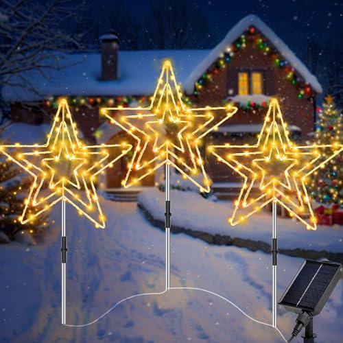 Joycome Stern Weihnachtsbeleuchtung Außen Solar 3x75 LED...