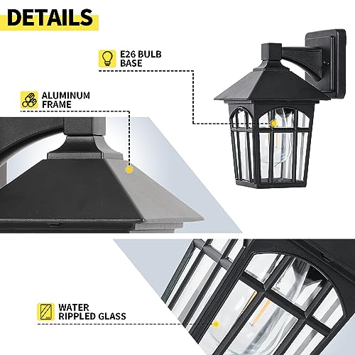 Outdoor Wall Lantern Matte Black Outside Wall Light Waterproof Exterior Lighting Fixtures Wall Mount Sconce for House Front Door Coach Porch Garage Doorway Entryway Patio