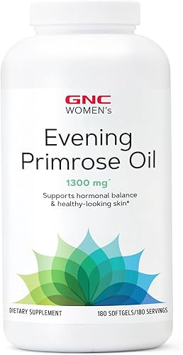 GNC Aceite de onagra (EPO) para mujer de 1300 mg | Apoya el equilibrio hormonal, la inmunidad, la salud saludable de la piel y el corazón | Vitamina