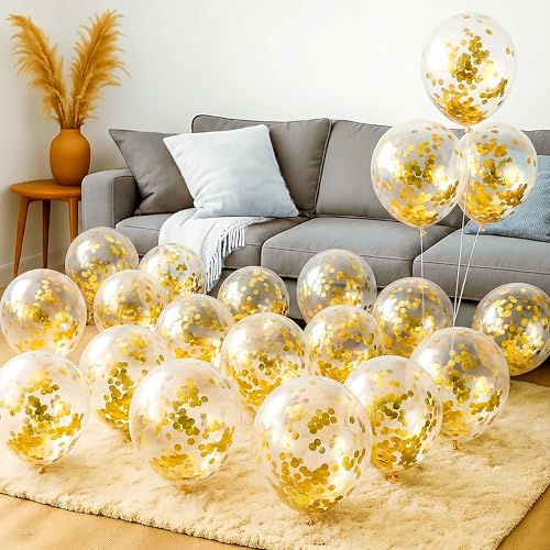 Image of Party Propz Golden Confetti Balloons for Decoration - 30 Pcs Confetti Balloons for Decoration | BirthDay Decorations, Balloons for Birthday Decoration (Confetti)