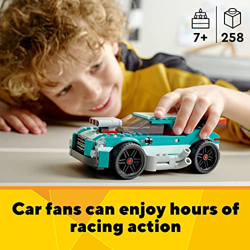 Creator 3in1 Street Racer 31127 Building Kit Featuring a Muscle Car, Hot Rod Car Toy and Race Car; Car Models for Kids Aged 7+ Who Love Creative Fun and Fast-Paced Action (258 Pieces) - Lego - Immagine 2