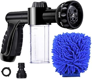 Garden Hose Nozzle, High Pressure Hose Spray Nozzle 8 Way Spray Pattern with 3.5oz/100cc Soap Dispenser Bottle Snow Foam Gun for Watering Plants, Lawn, Patio, Car Wash, Cleaning,Showering Pet