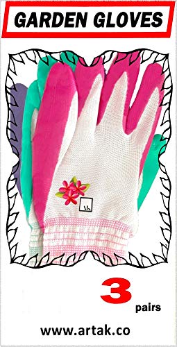 Artak Gardening Gloves For Women - 3 Pairs, Lightweight & Breathable, Nitrile Coating thumb #7