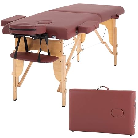Massage Table Massage Bed Spa Bed Heigh Adjustable Salon Bed 73 Inch Portable Massage 2 Folding Table W/Carry Case Face Cradle Bed