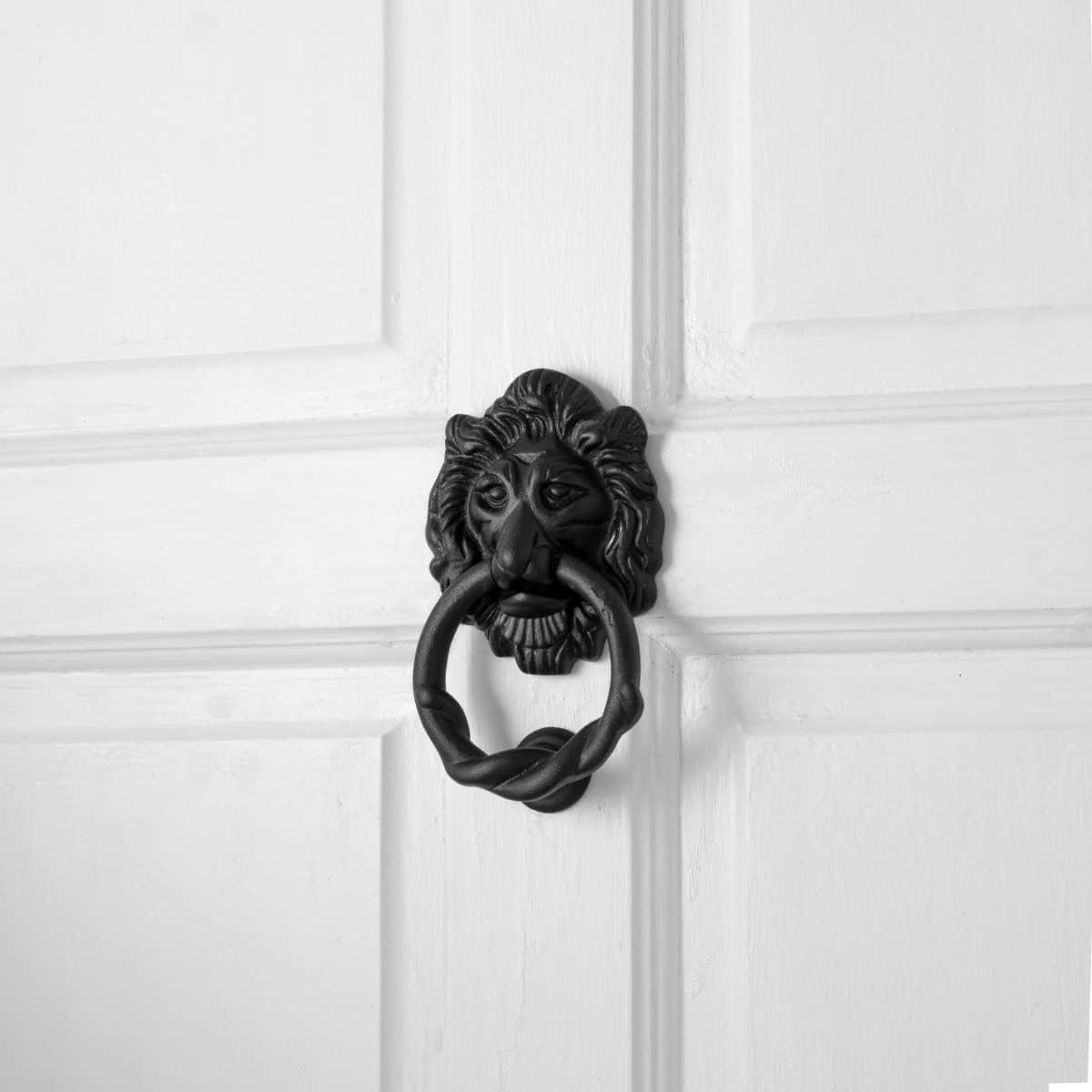 Renovators Supply Manufacturingᵀᴹ Heavy Lion Door Knocker – Cast Iron Construction, RSF Finish, 6 Inch Long with Mounting Hardware