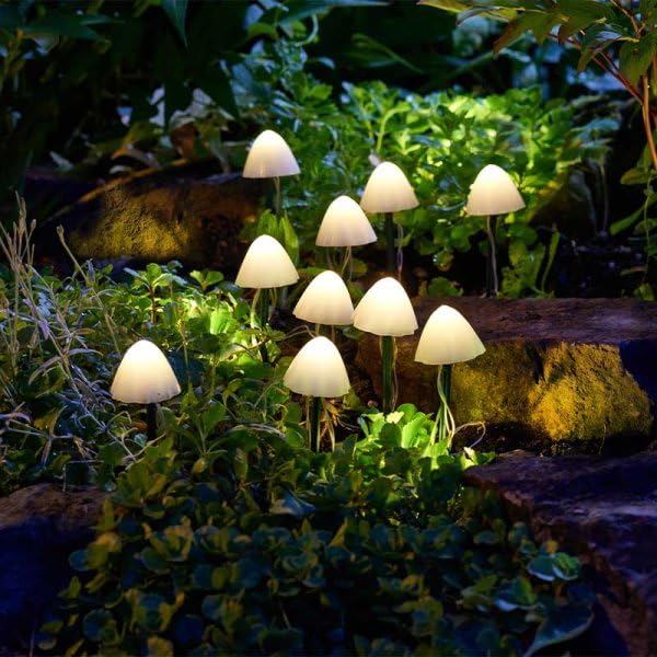 Garden Mile 10pc Solar String Lights Outdoor Garden Mushroom Lighting for Garden String Fairy Lights Warm White LED Fall Outdoor Decor Lighting for Outdoors - Image 2