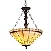 Chloe Lighting CH31315MI18-UH2 Belle Tiffany-Style 2 Light Mission Inverted Ceiling Pendant Fixture with Shade, 23.4 x 18.3 x 18.3", Multicolor