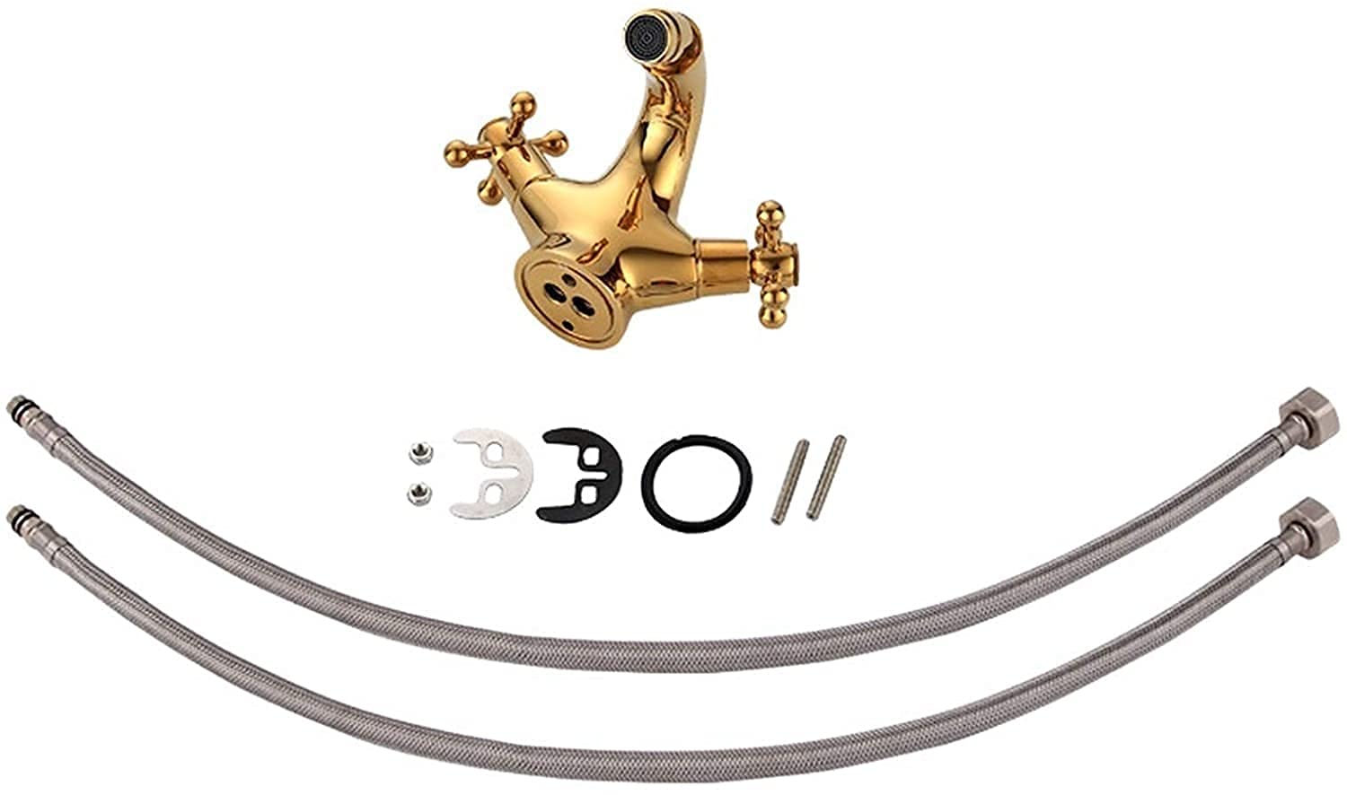 Rubinetti, Rubinetto Superficie elettrolitica Rubinetto per Bidet in Oro Rubinetto per Albero Doppia Maniglia Miscelatore per Bidet lavabo Dorato Craneque Rubinetto in Ottone Rubinetto per Bagno con