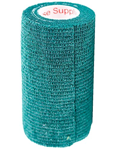 Image of 4 Inch Vet Wrap Tape Bulk (Hunter Green) (Pack of 6) Self Adhesive Adherent Adhering Flex Bandage Grip Roll for Dog Cat Pet Horse