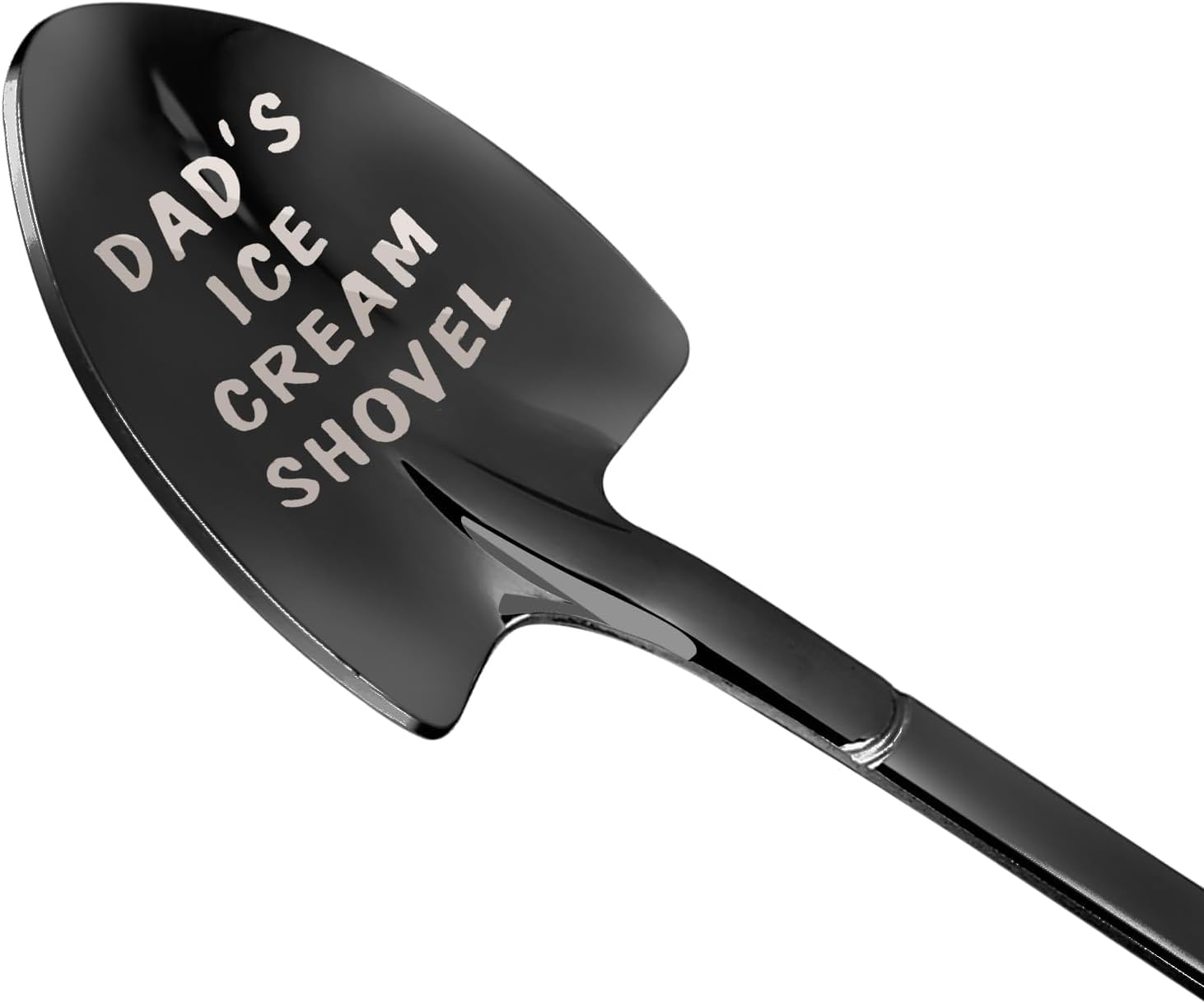 FINENIC Dad Black Ice Cream Spoon Scoop for Ice Cream Lovers, Gifts for Men, Funny Engraved Stainless Steel Spoon Shovel, Birthday Fathers Gifts