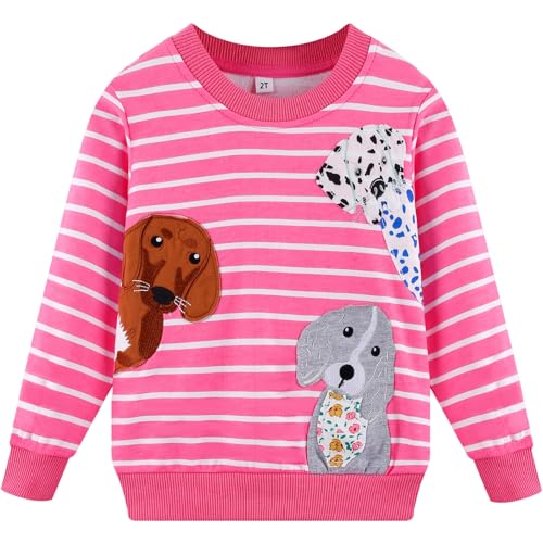 Toddler Girls Dog Sweatshirt Baby Crewneck Pullover Sweater Shirts Cotton Long Sleeve Tops Kids Winter Clothes 3T