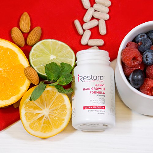 iRestore 3-in-1 Hair Growth Supplement with Biotin, Saw Palmetto, DHT Blocker and Other Extracts for Hair Loss & Thinning Hair - Vitamins for Hair Regrowth, Skin & Nails Health – 60 Count - Thumbnail 6