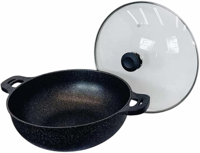 Wok Jumbo de Mármol Antiadherente 16" con Tapa de Vidrio Templado miniatura 6