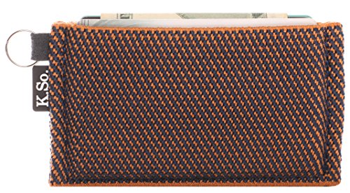 Minimalist Small Wallet Card Holder — Minimal Slim Front Pocket Elastic Wallet for Men & Women (Slimz Orange Broken)