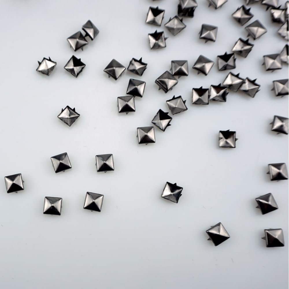 150Pack Square Pyramid Rivets For Clothing, 4mm Four-Jaw Studs Spikes Copper Punk Rock Nailhead Spots Bronze Tone