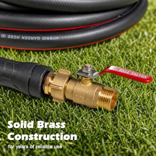 Image of SheeChung Garden Hose Shut Off Valve - Full Flow - Heavy Duty Water Hose Ball Valve with Long Handle, 3 /4 inch GHT Brass Hose Connector Adapter Fittings for RV Camper