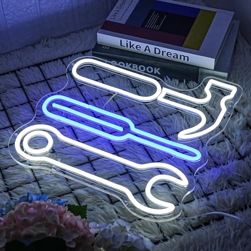 Image of Tool Set Neon Sign Garage Neon Sign for Wall Decor LED Neon Lights for Hardware Shop USB Dimmable Neon Sign for Man Cave Workshop Garages, or Shops 12.9x13.7 Inches