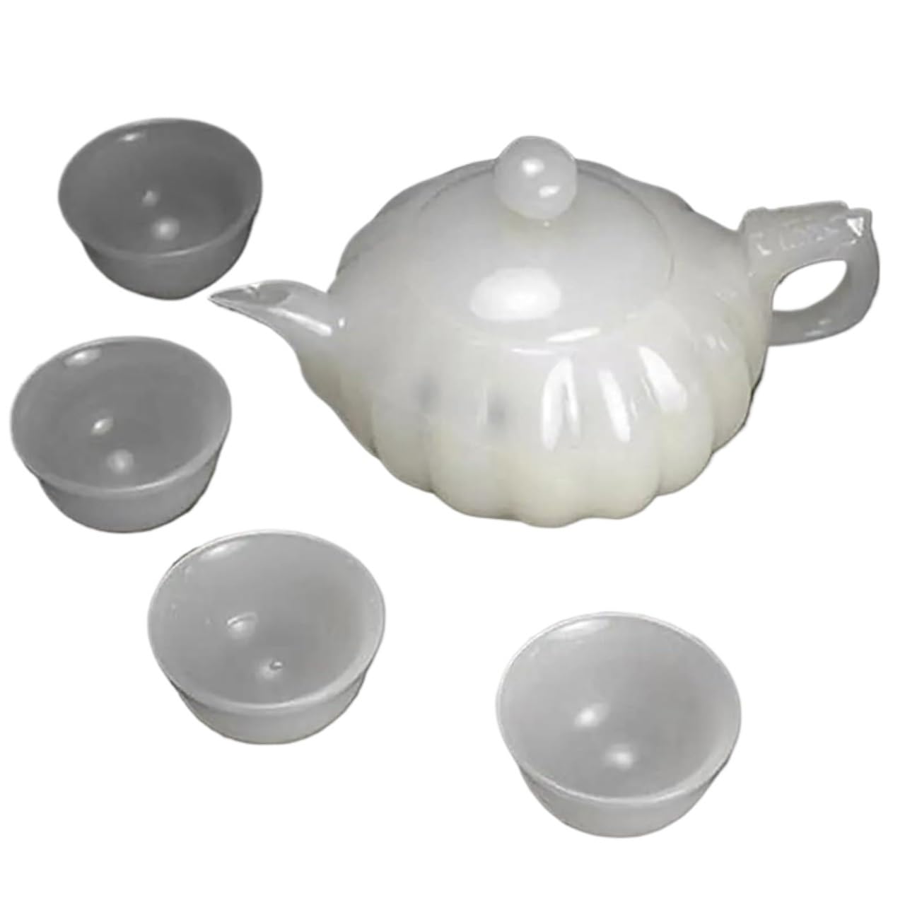 Teekanne, Reise-Teesets, Teekanne, Nachmittagstee-Set, natürliches weißes Teeset, 1 Teekanne, 4 Teetassen, Gesundheits-Gongfu-Teegeschirr, echtes Stein-Teeservice für die chinesische Teezeremonie, K
